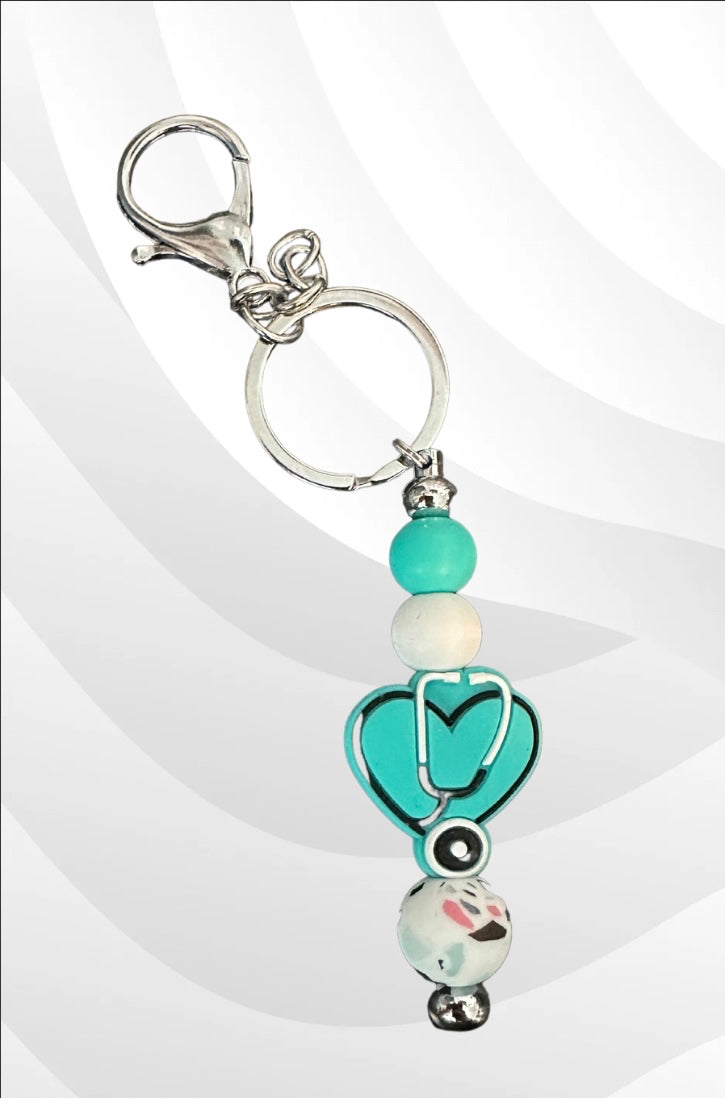 Stethoscope/ Medical Bead Bar Keychains